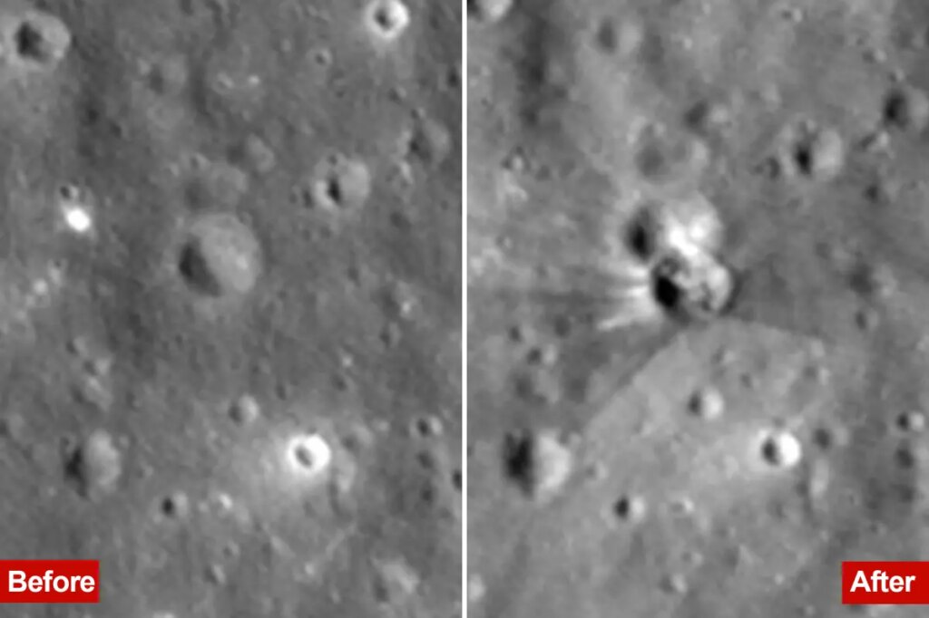 Before-and-after NASA images show crater carved by SpaceX rocket that slammed into the moon