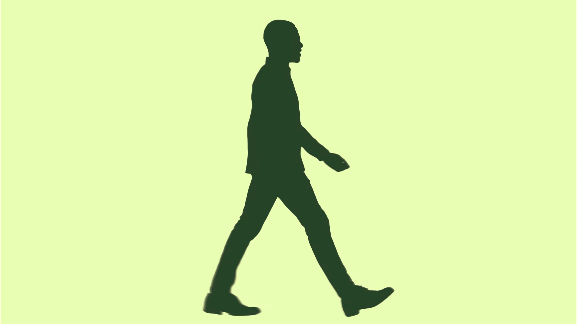 A video of a man transforming from a human profile to a pixelated rendering.