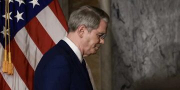 Flustered Bessent schooled over dramatic D-Day comparison before ducking out of event
