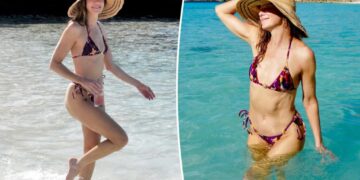 ‘White Lotus’ star Michelle Monaghan showcases her toned figure in string bikini during Indonesian vacation