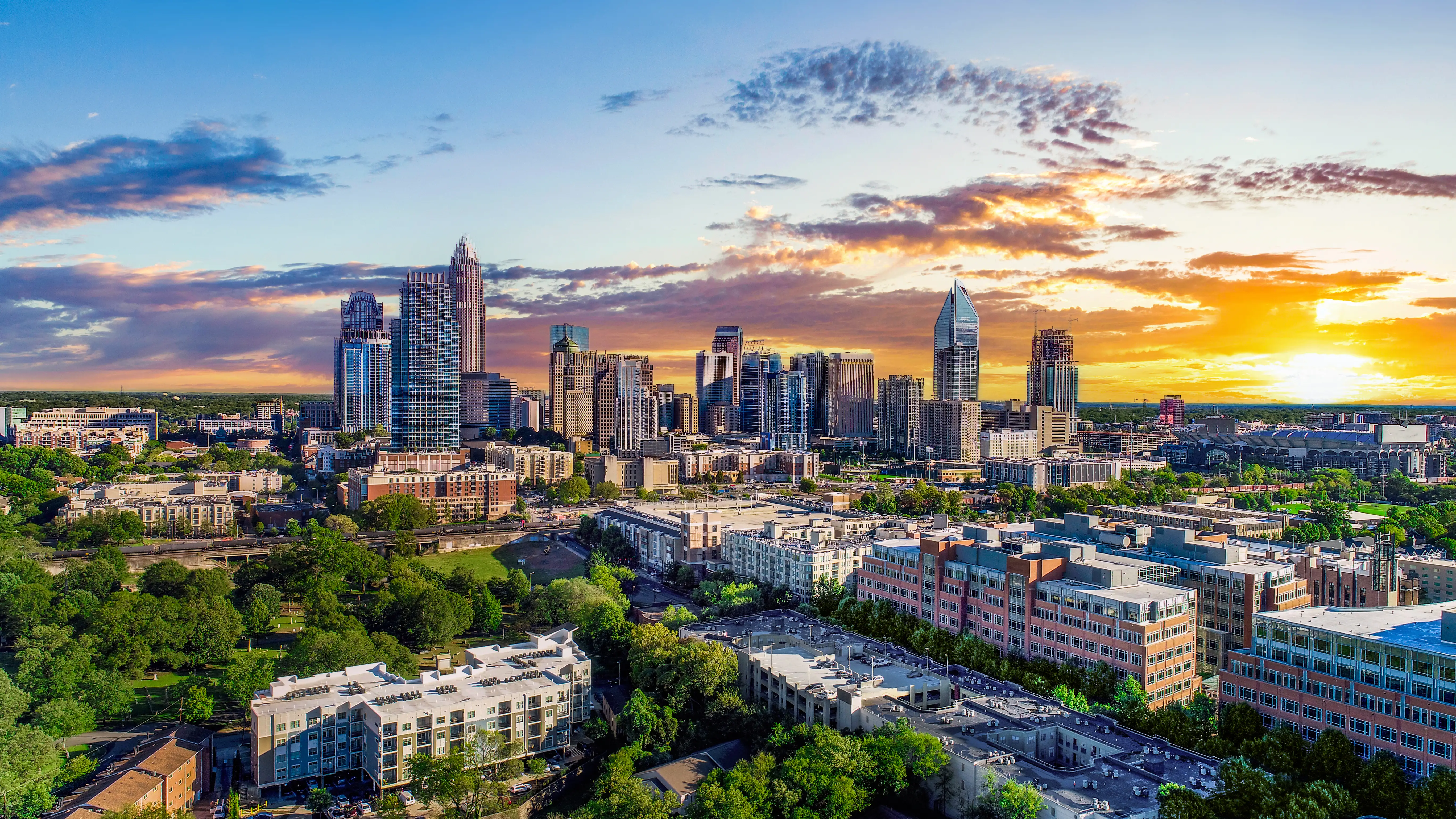 Aerial view of downtown Charlotte, North Carolina.
