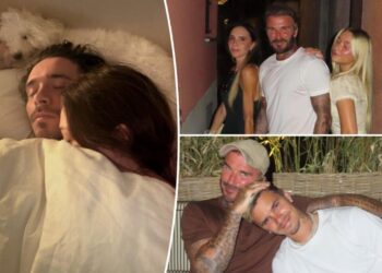 Brooklyn Beckham shares intimate bed snaps with Nicola Peltz as dad David plays happy family amid feud