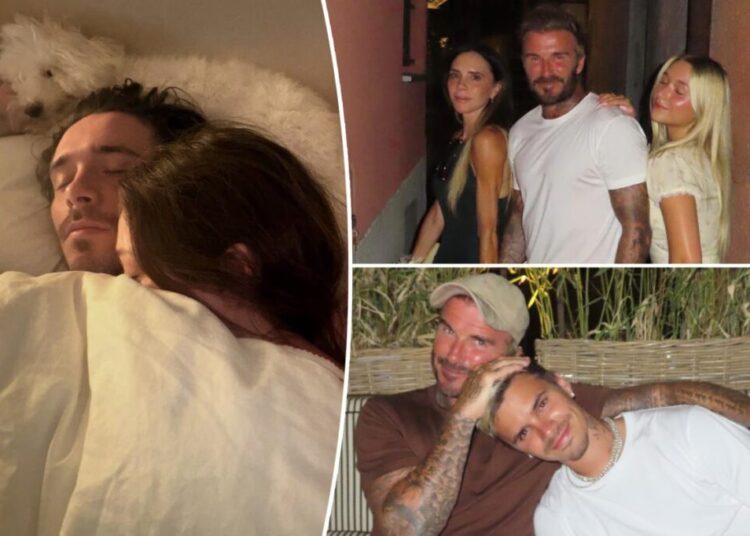Brooklyn Beckham shares intimate bed snaps with Nicola Peltz as dad David plays happy family amid feud