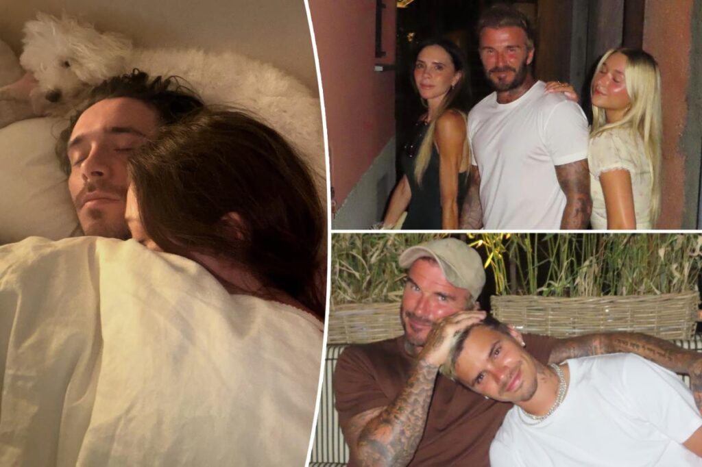 Brooklyn Beckham shares intimate bed snaps with Nicola Peltz as dad David plays happy family amid feud