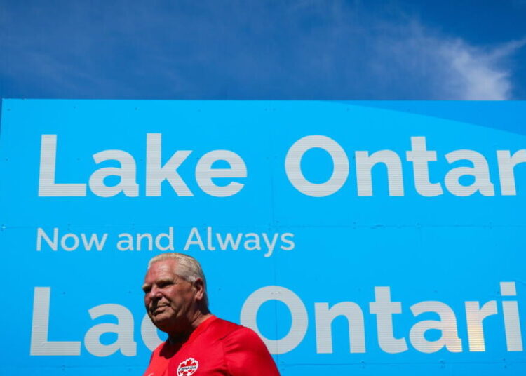 Ontario premier answers Trump’s ‘Lake America’ with giant ‘Lake Ontario’ sign