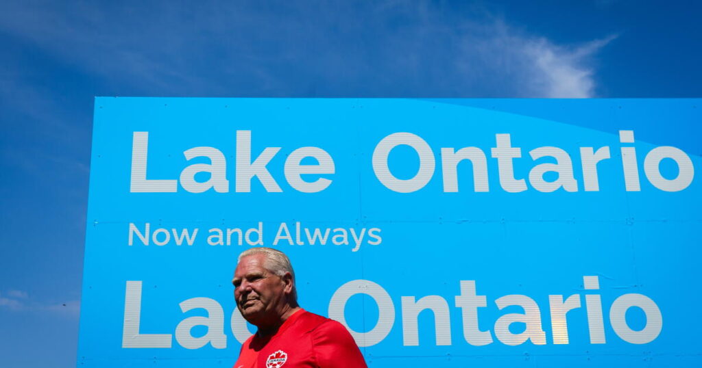 Ontario premier answers Trump’s ‘Lake America’ with giant ‘Lake Ontario’ sign