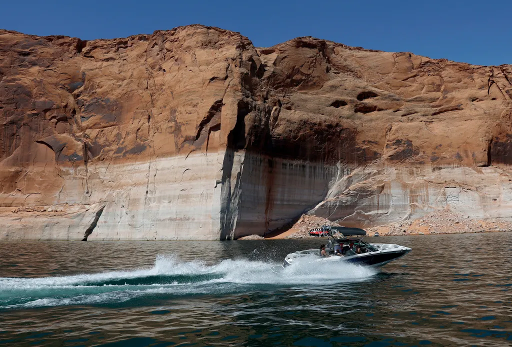 A boat passes the 