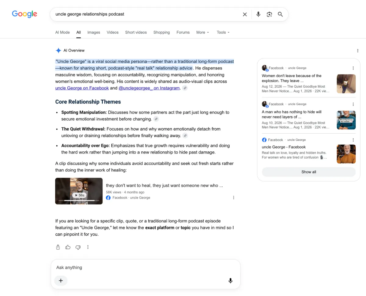 A Google AI Overview for the search 