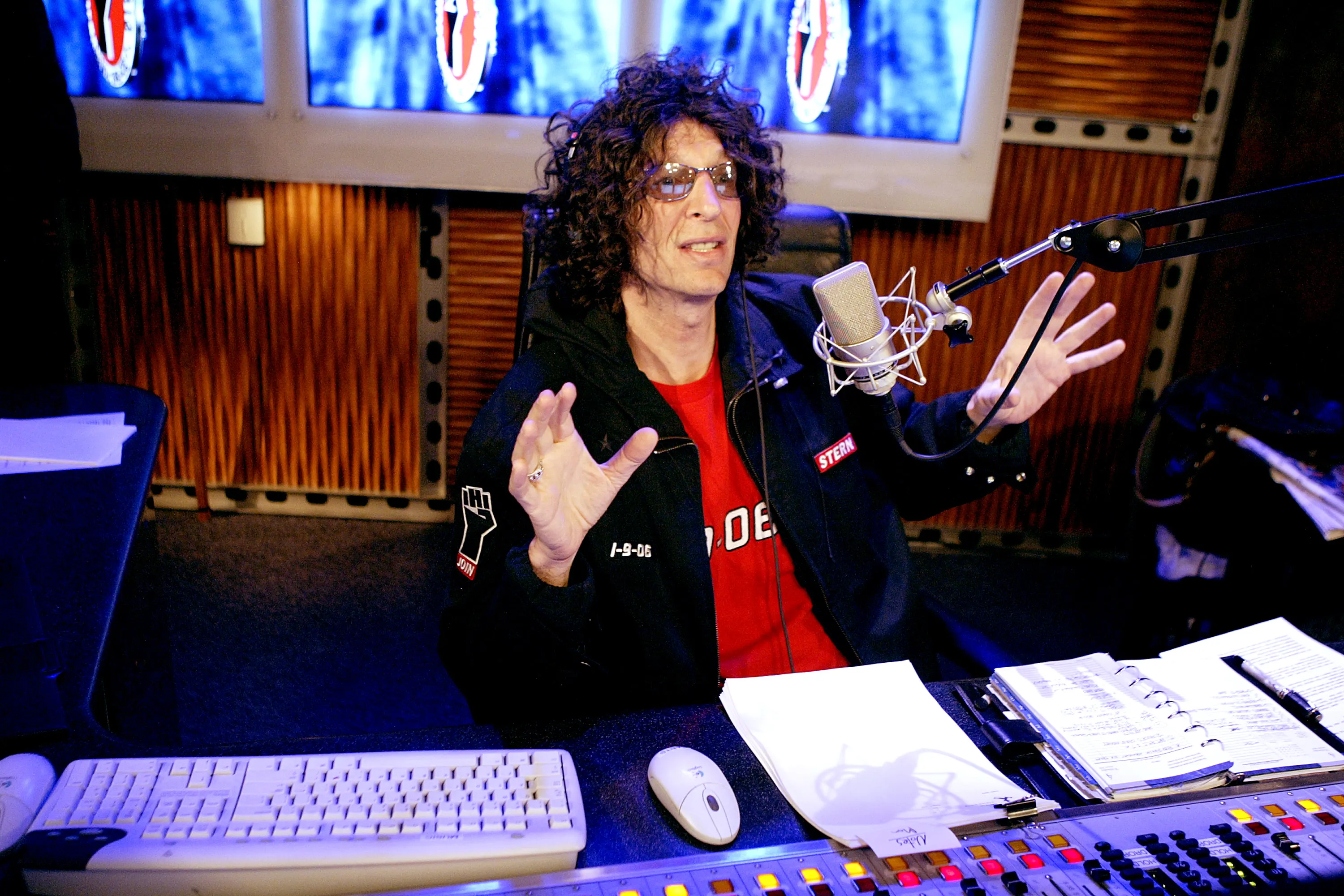 Howard Stern broadcasting from the Sirius Satellite Radio studios.
