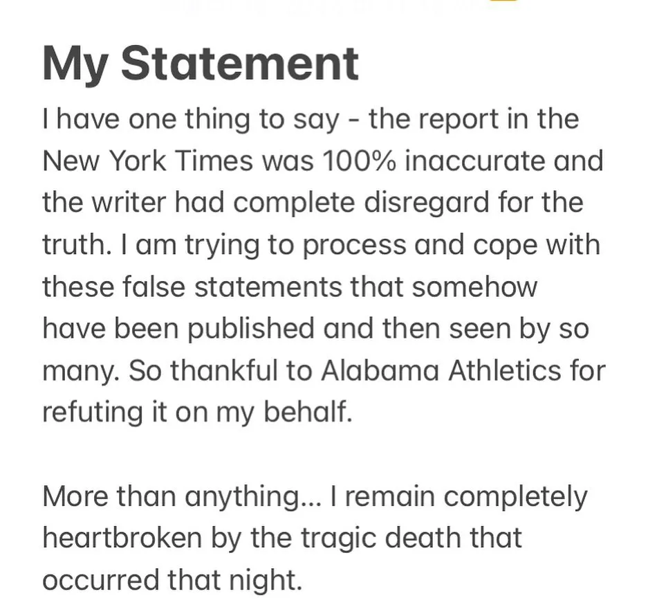 Spears' statement against the newspaper after the false report.