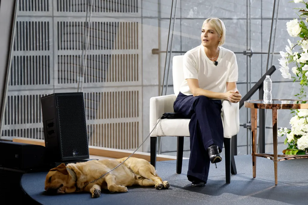 Selma Blair and her dog Scout at the 2025 Forbes Power Women's Summit.