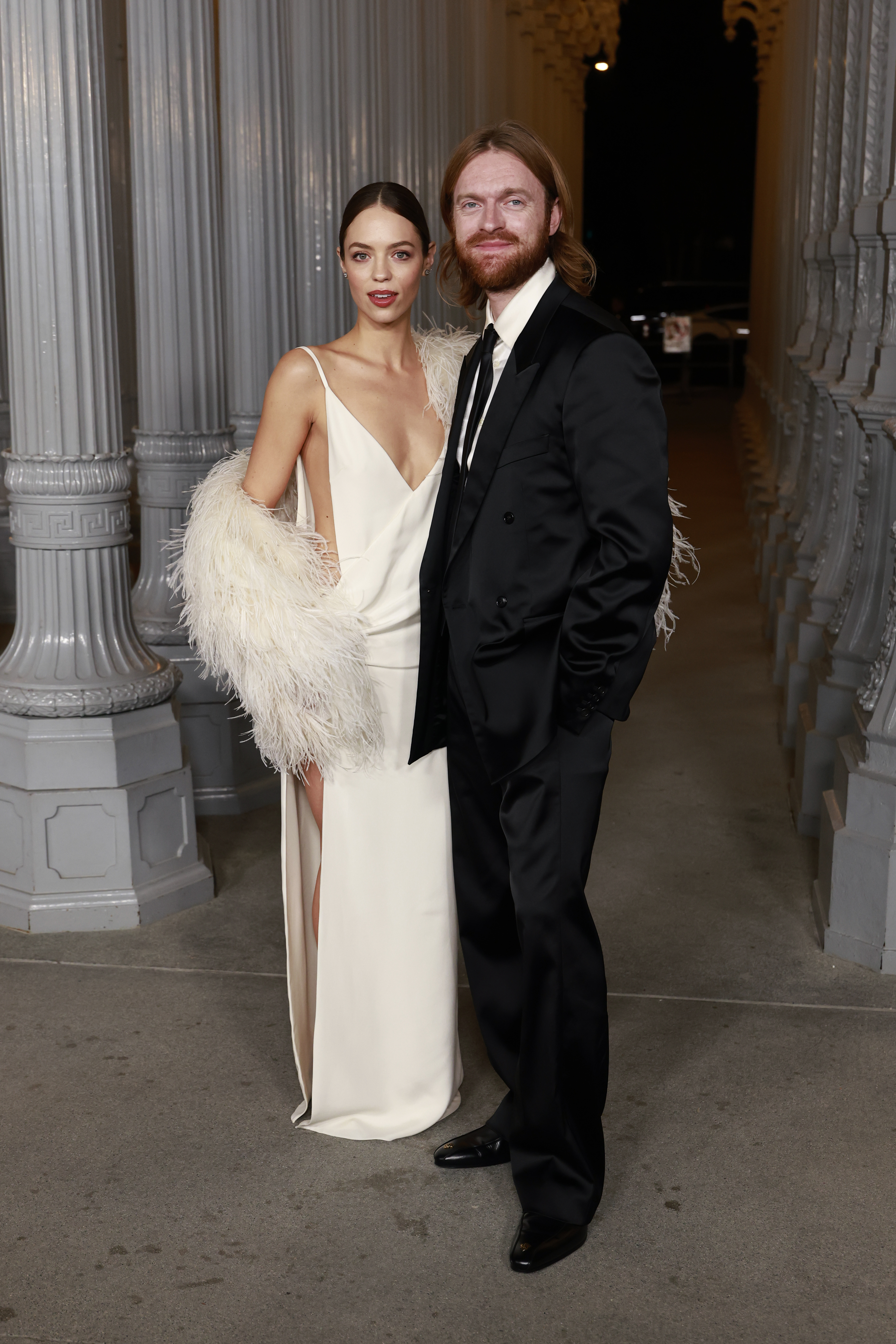 Claudia Sulewski and Finneas O'Connell attending the 2025 LACMA Art+Film Gala.