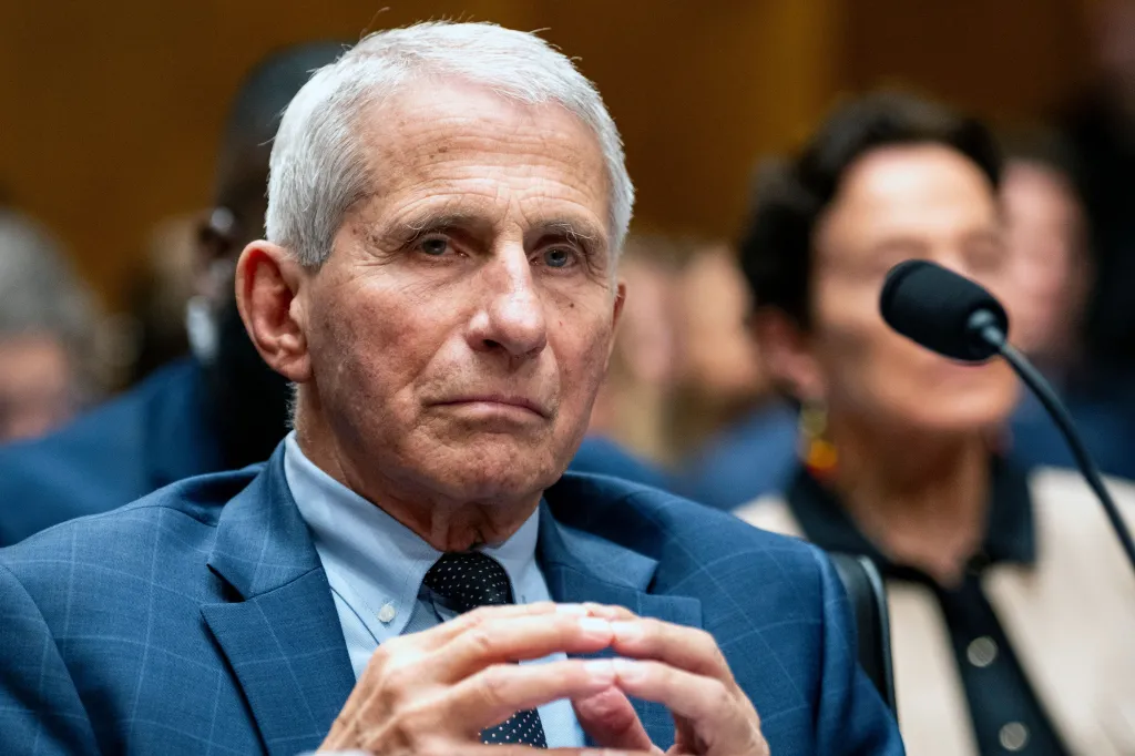 Former NIAID Director Anthony Fauci testifies during a Senate hearing.