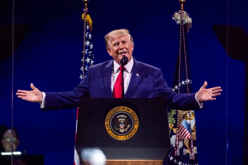 President Donald Trump speaks at the 