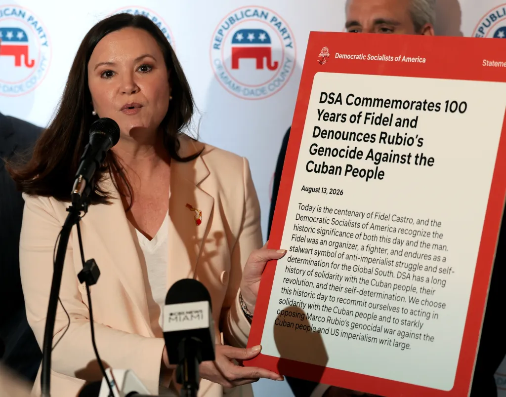 Sen. Ashley Moody (R-FL) speaks to supporters during a campaign stop in Florida on Aug. 21, 2026.