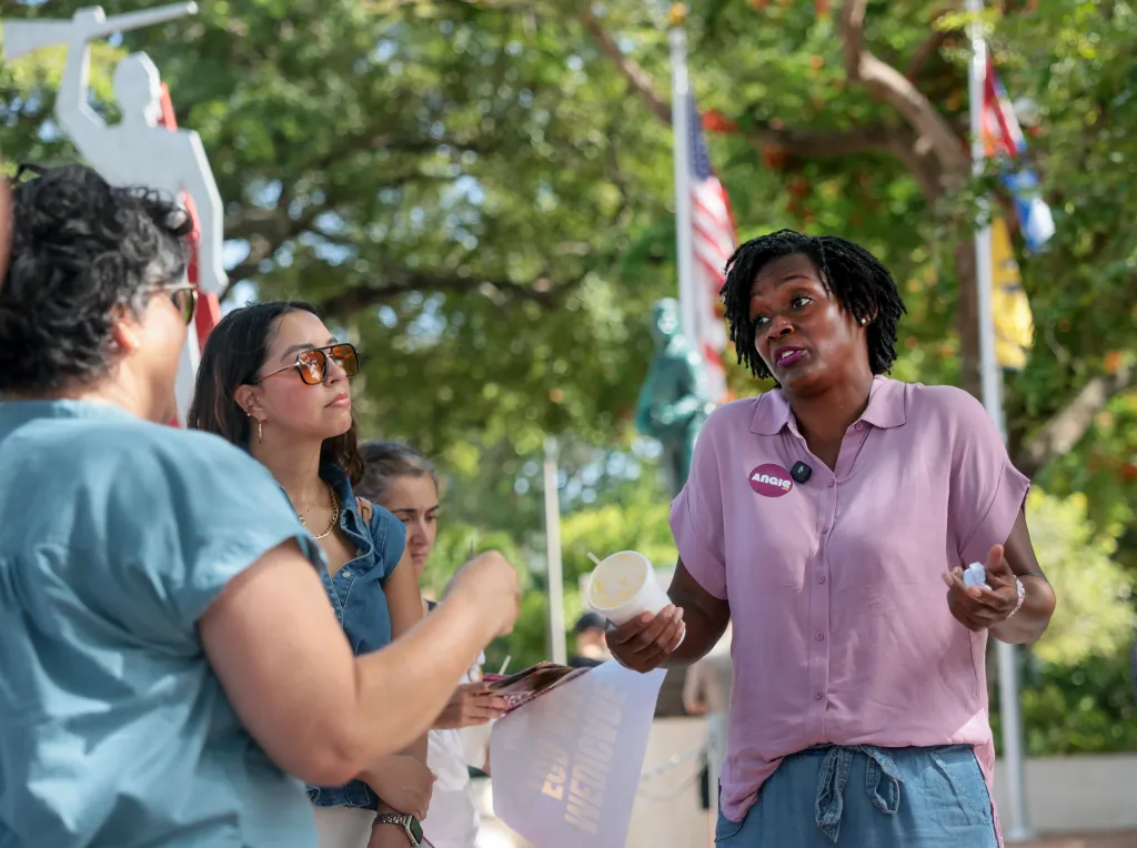 Angie Nixon campaigning in Miami, Florida.