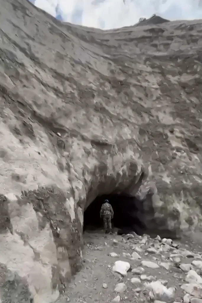 A Nepali soldier walks inside a tunnel amid rescue operations to free workers believed to be trapped at the scene of the Langtang hydropower project on Aug. 31, 2026