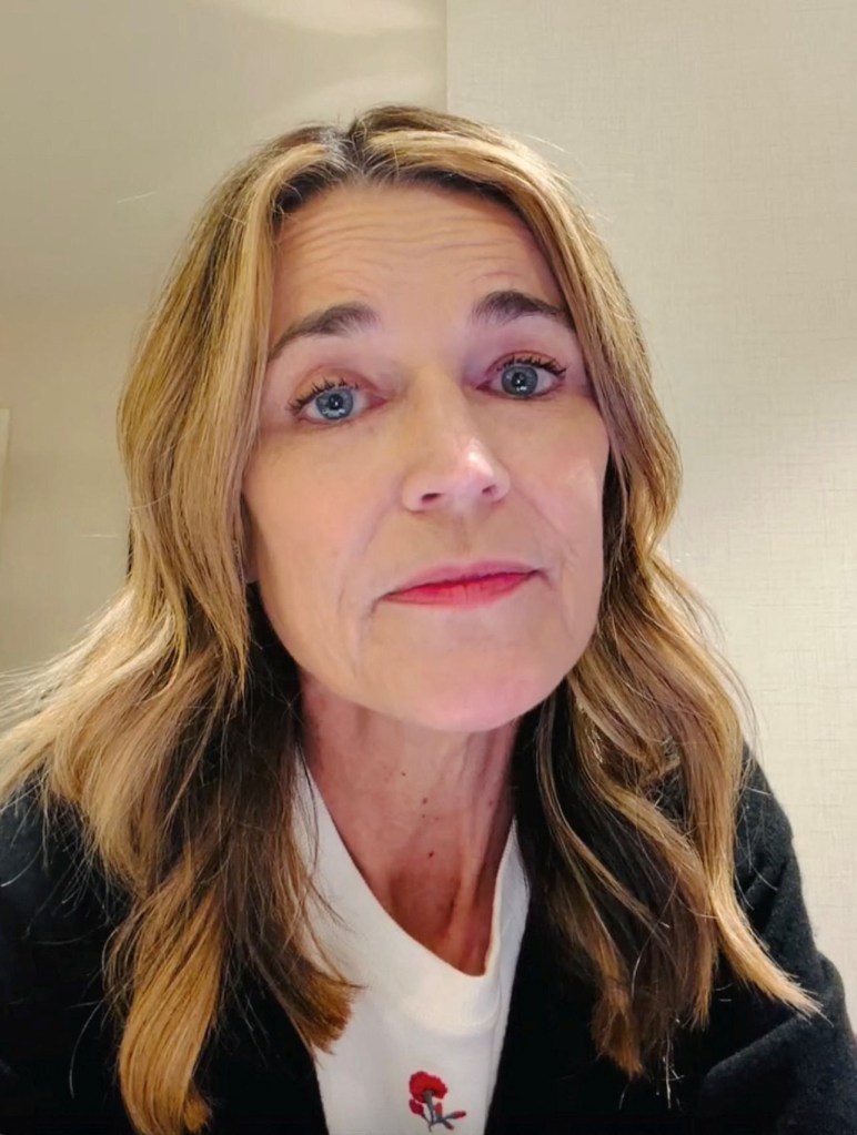U.S. journalist Savannah Guthrie. in a black jacket and white T-shirt, addresses her mother's alleged kidnappers.