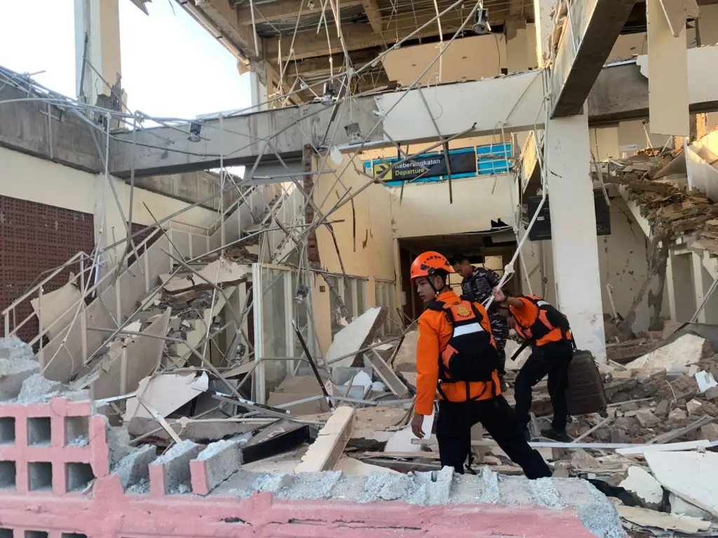 A home left destroyed after the 7.7 magnitude earthquake off the coast of Indonesia.