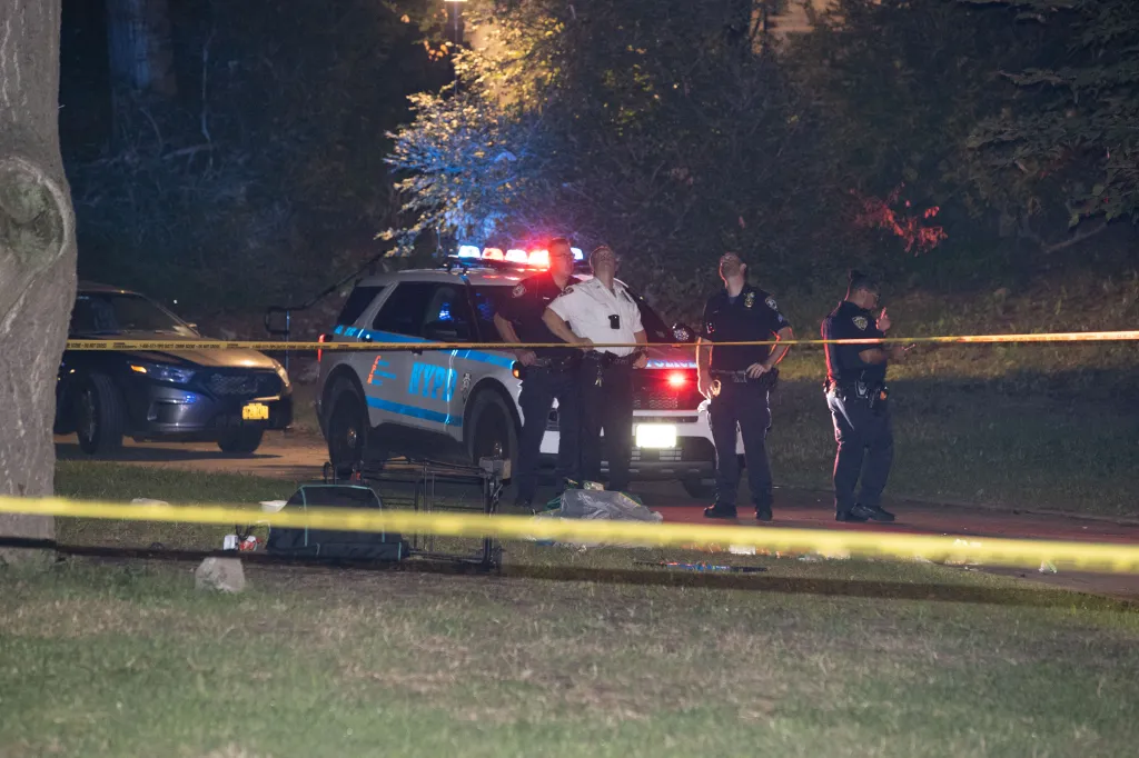 Police are seen at the scene of a stabbing in Lincoln Terrace-Arthur S Somers Park on Tuesday, Aug. 18, 2026. 