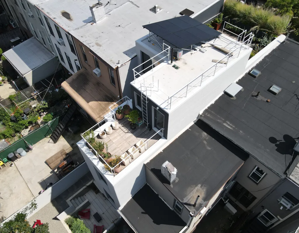 An aerial view of Gustavo Gordillo's row home in Bed-Stuy, Brooklyn.