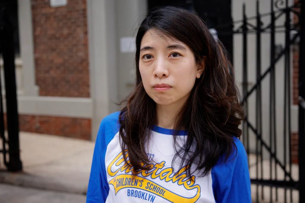 Michelle Tsai outside P.S. 372 in the Brooklyn borough of New York City on Friday. 