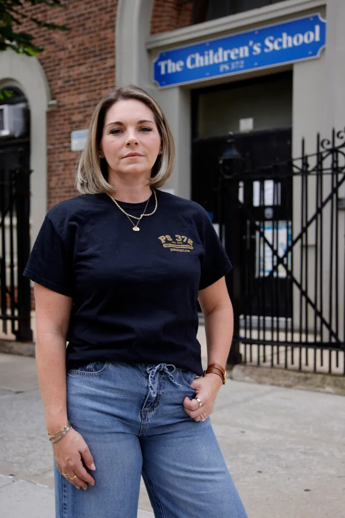 Julia Finegan is seen outside P.S. 372.