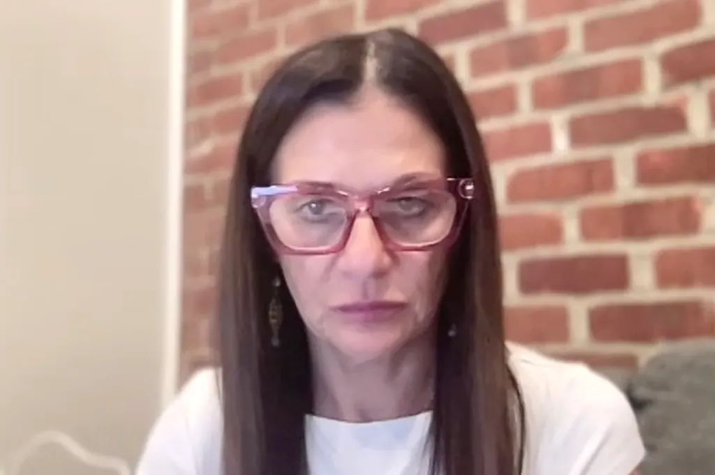 Principal Rosa Amato is seen during an online town hall meeting about P.S. 372 The Children's School in Brooklyn.