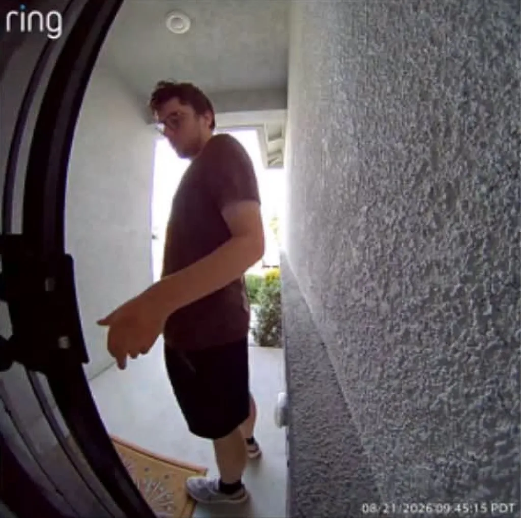 Ring doorbell camera footage of missing 24-year-old Ian Roberts.