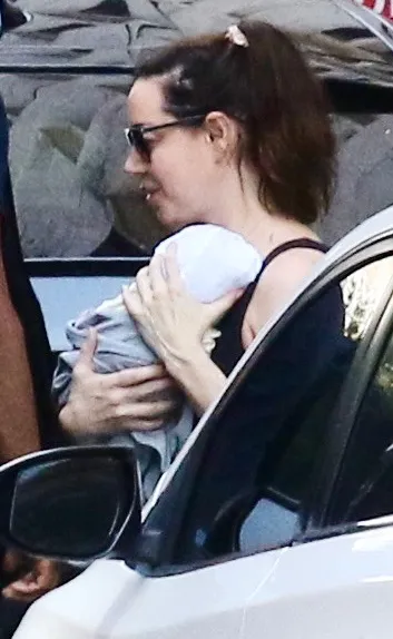Aubrey Plaza with her baby