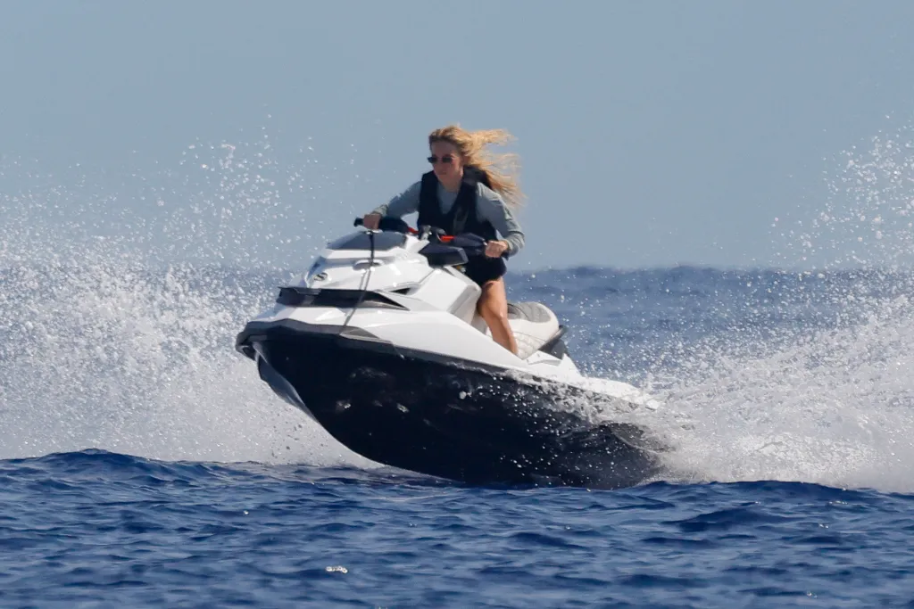Sydney Sweeney jet skiing in Mallorca.