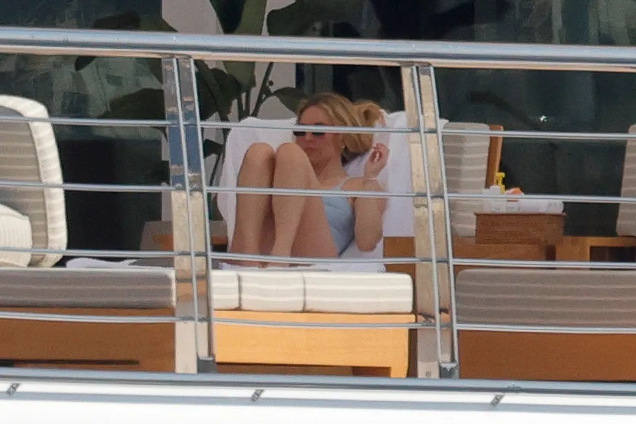 Sydney Sweeney relaxing on a yacht in Mallorca.