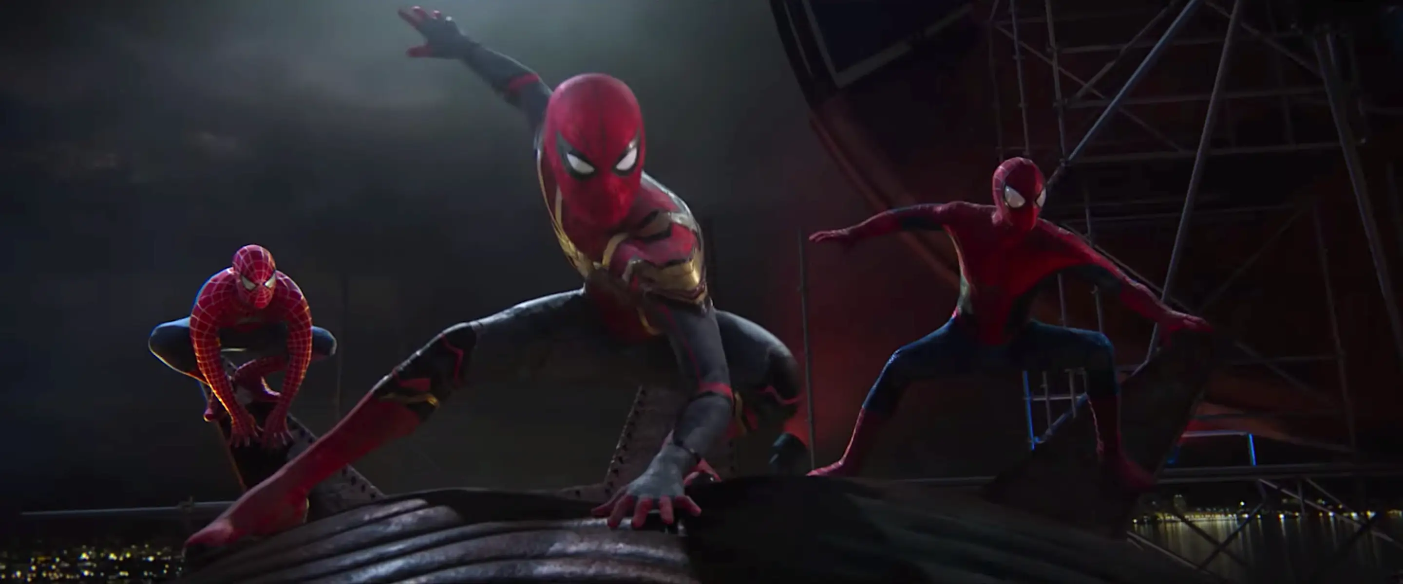 Tobey Maguire, Tom Holland, and Andrew Garfield as Spider-Men in 