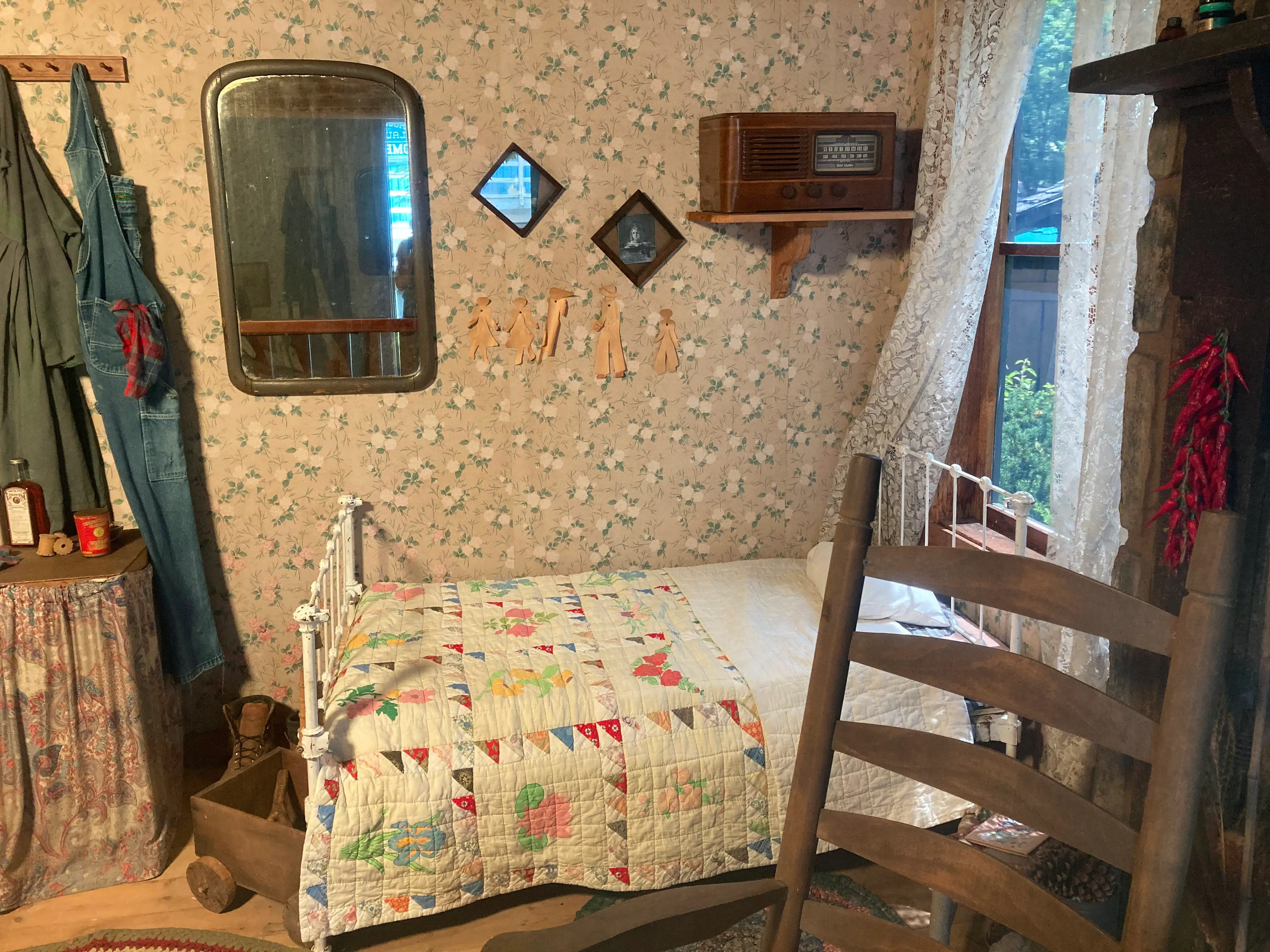 A bedroom in a replica of Dolly Parton's childhood home at Dollywood.