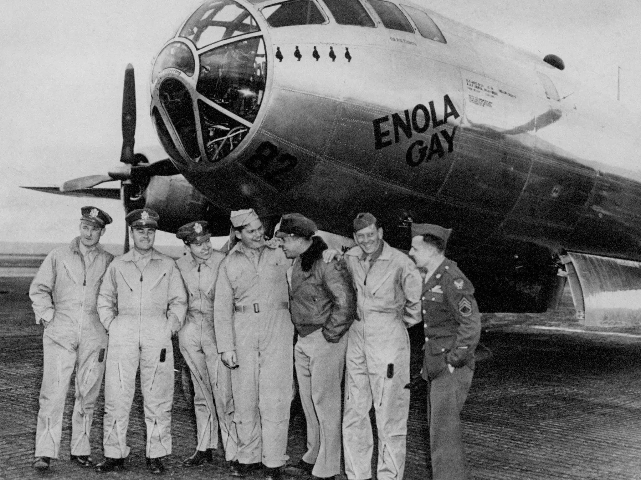 Enola Gay, the B-29 plane from which the first atom bomb was dropped, taken in April 1946.