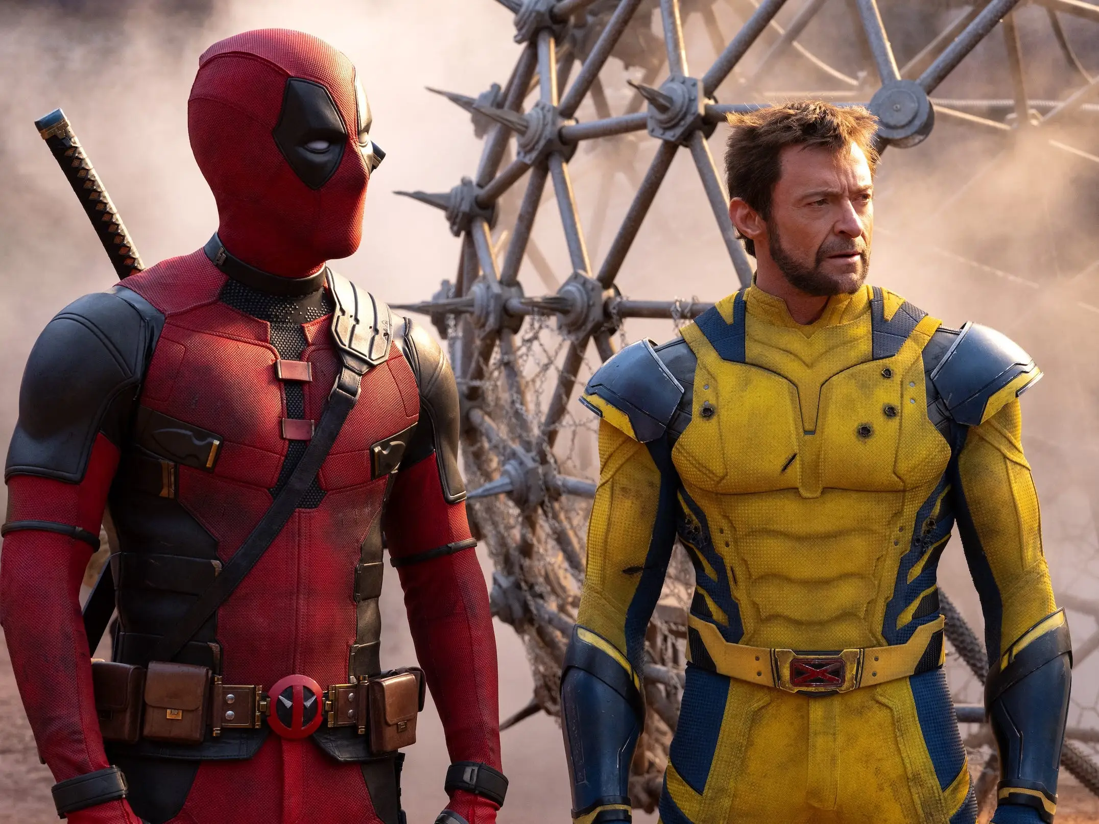 Ryan Reynolds as Deadpool/Wade Wilson and Hugh Jackman as Wolverine/Logan in 