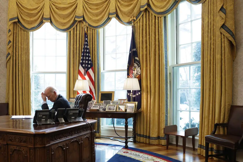 Joe Biden in the Oval Office.