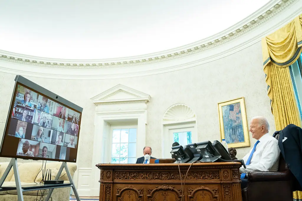 Joe Biden in the Oval Office.