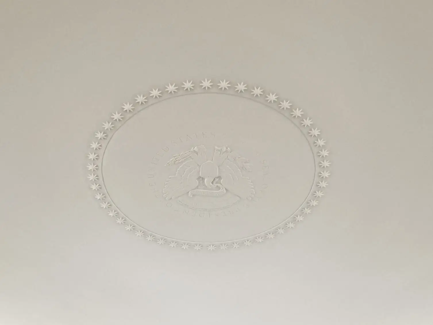 The Oval Office ceiling.