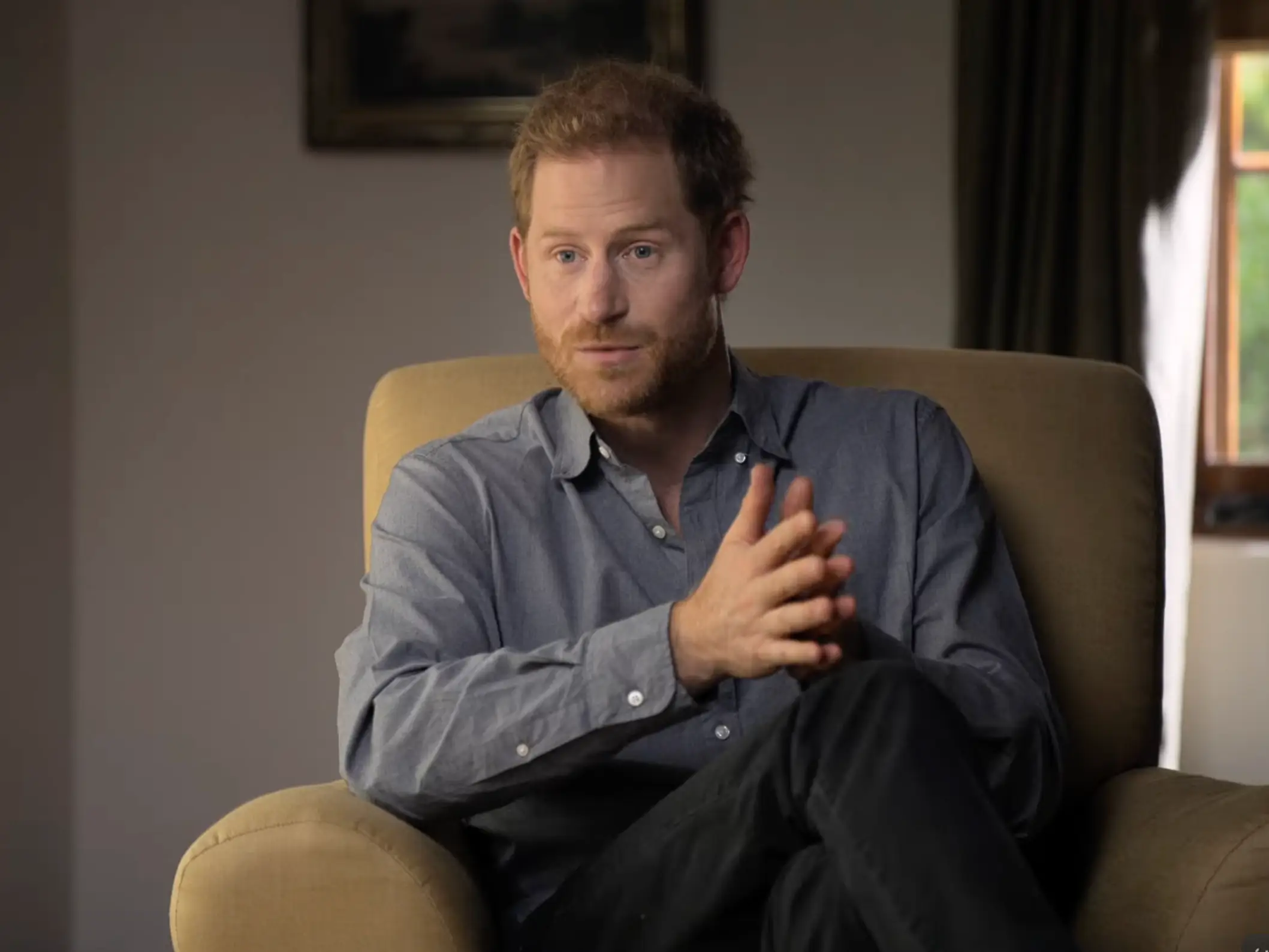 Prince Harry speaks with Oprah in a scene from 'The Me You Can't See'