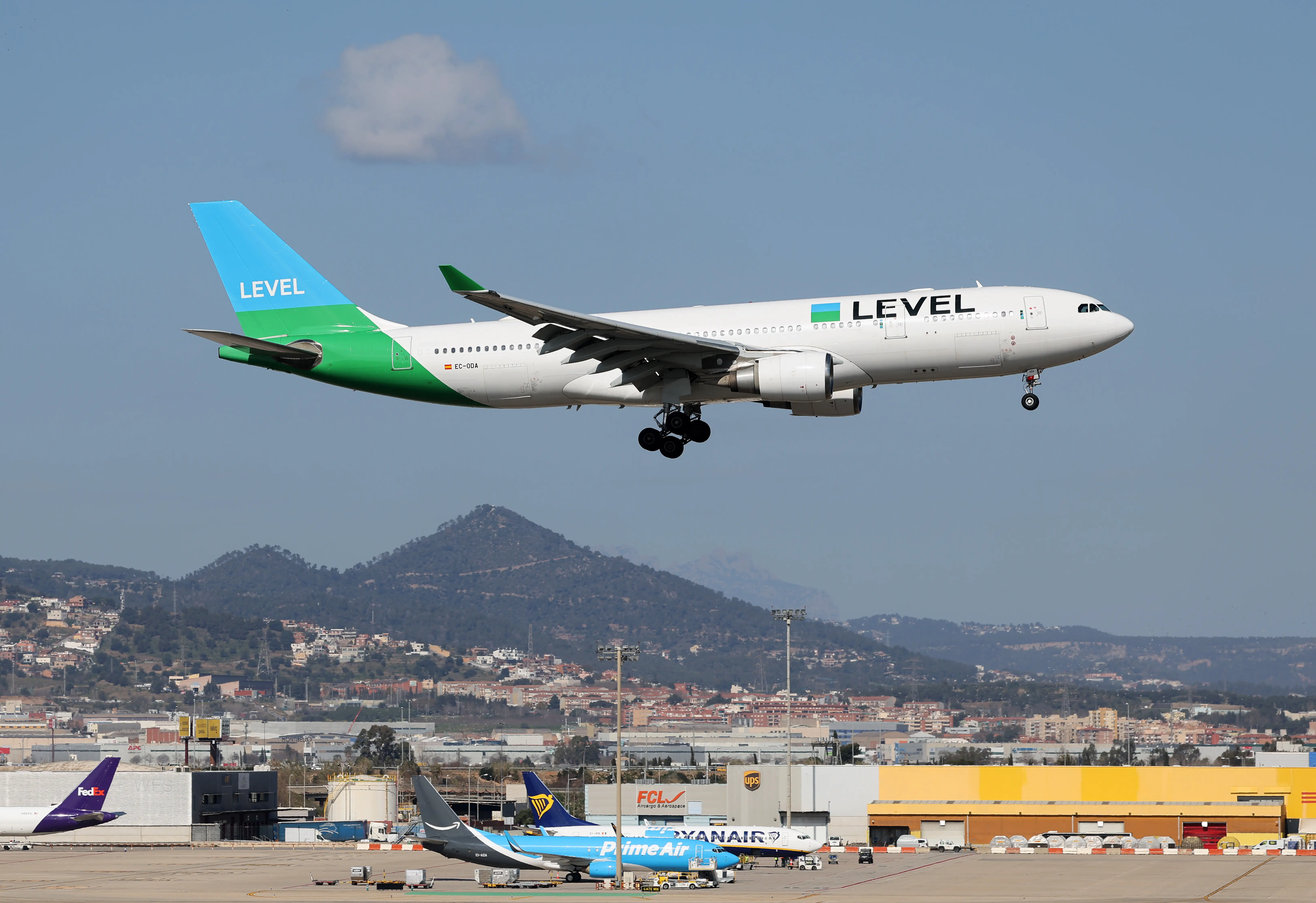 A Level Airlines plane at Barcelona Airport.