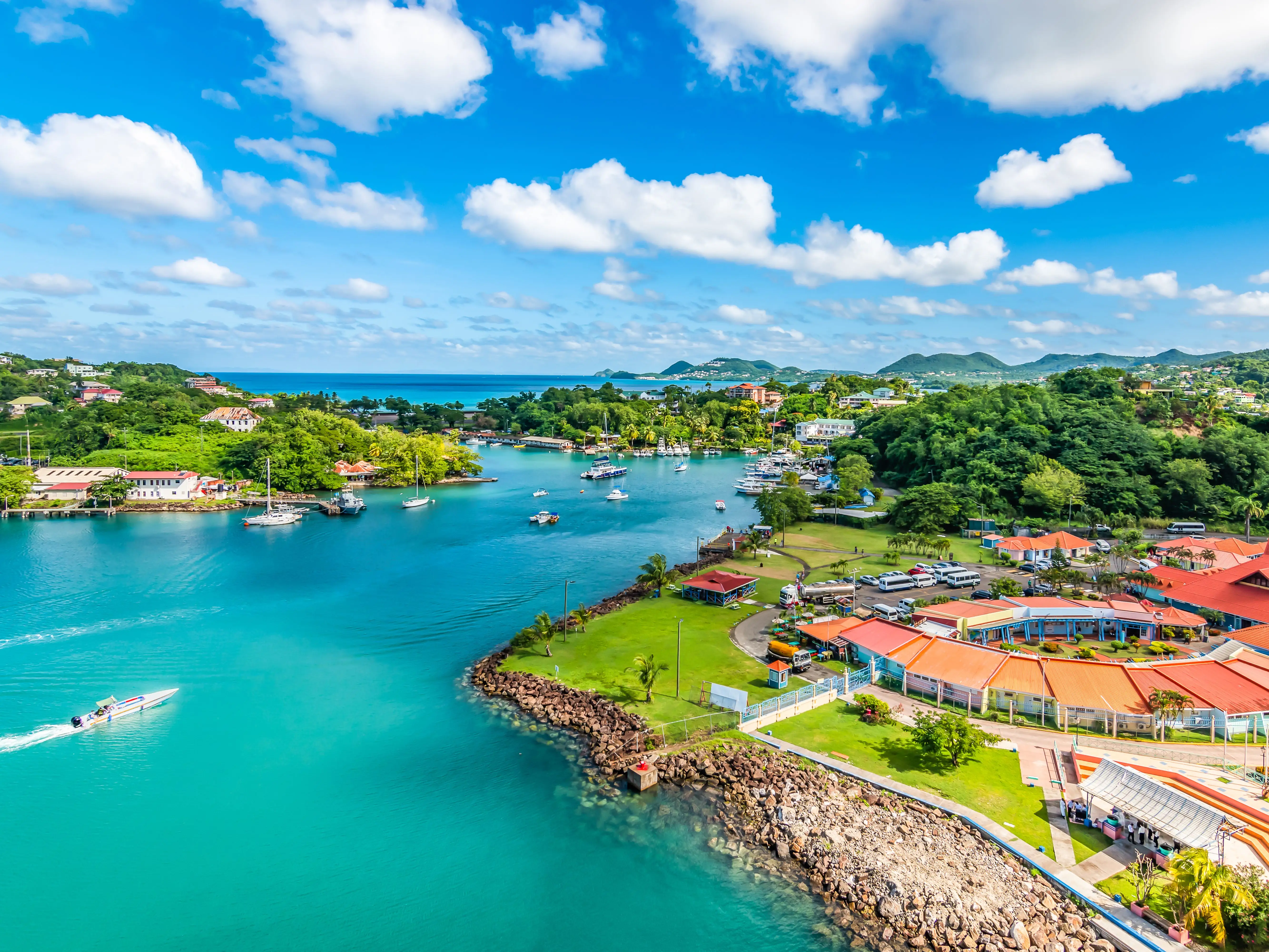 Aerial view of the island of Saint Lucia