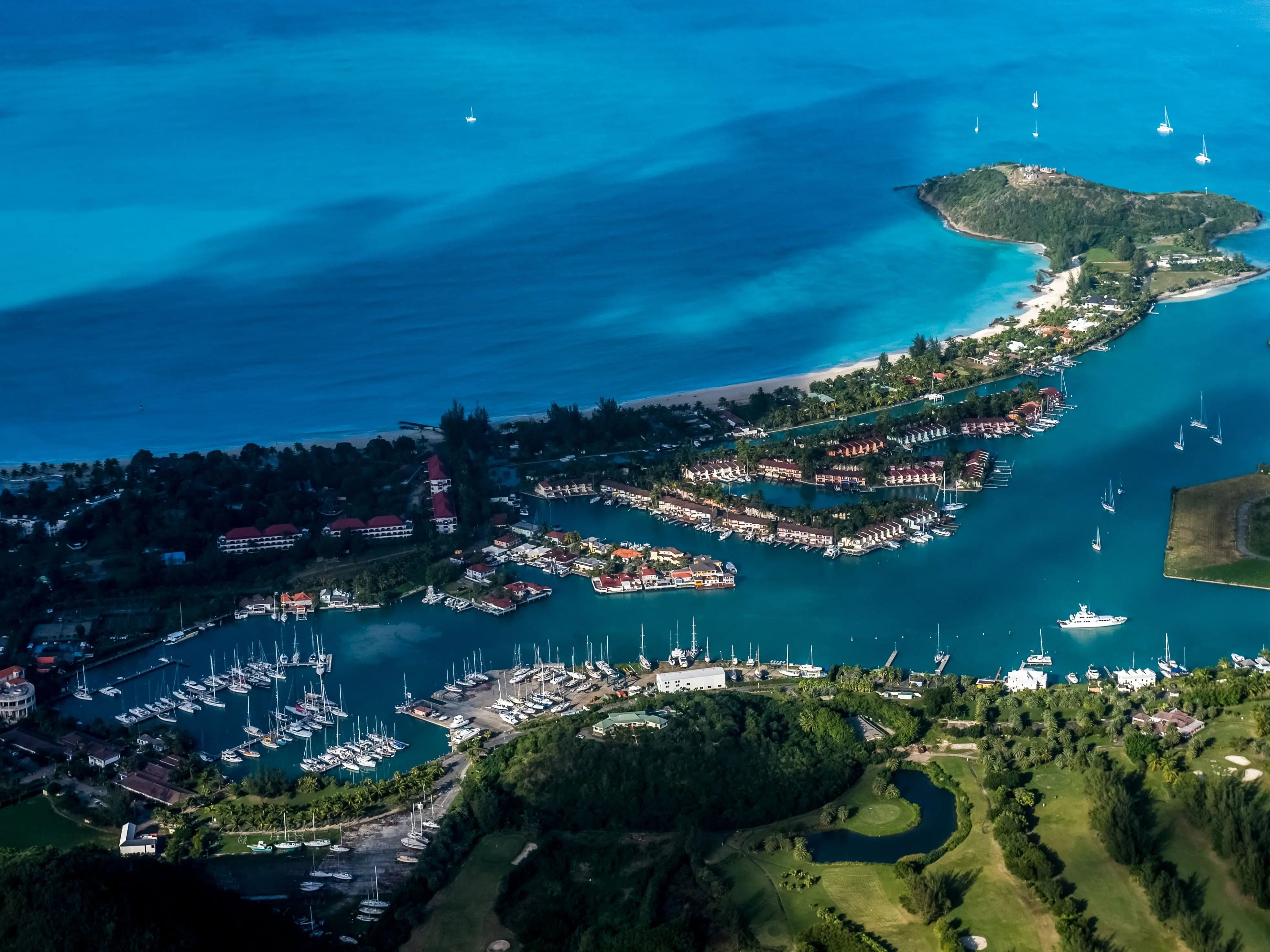 Aerial view of the island of Montserrat