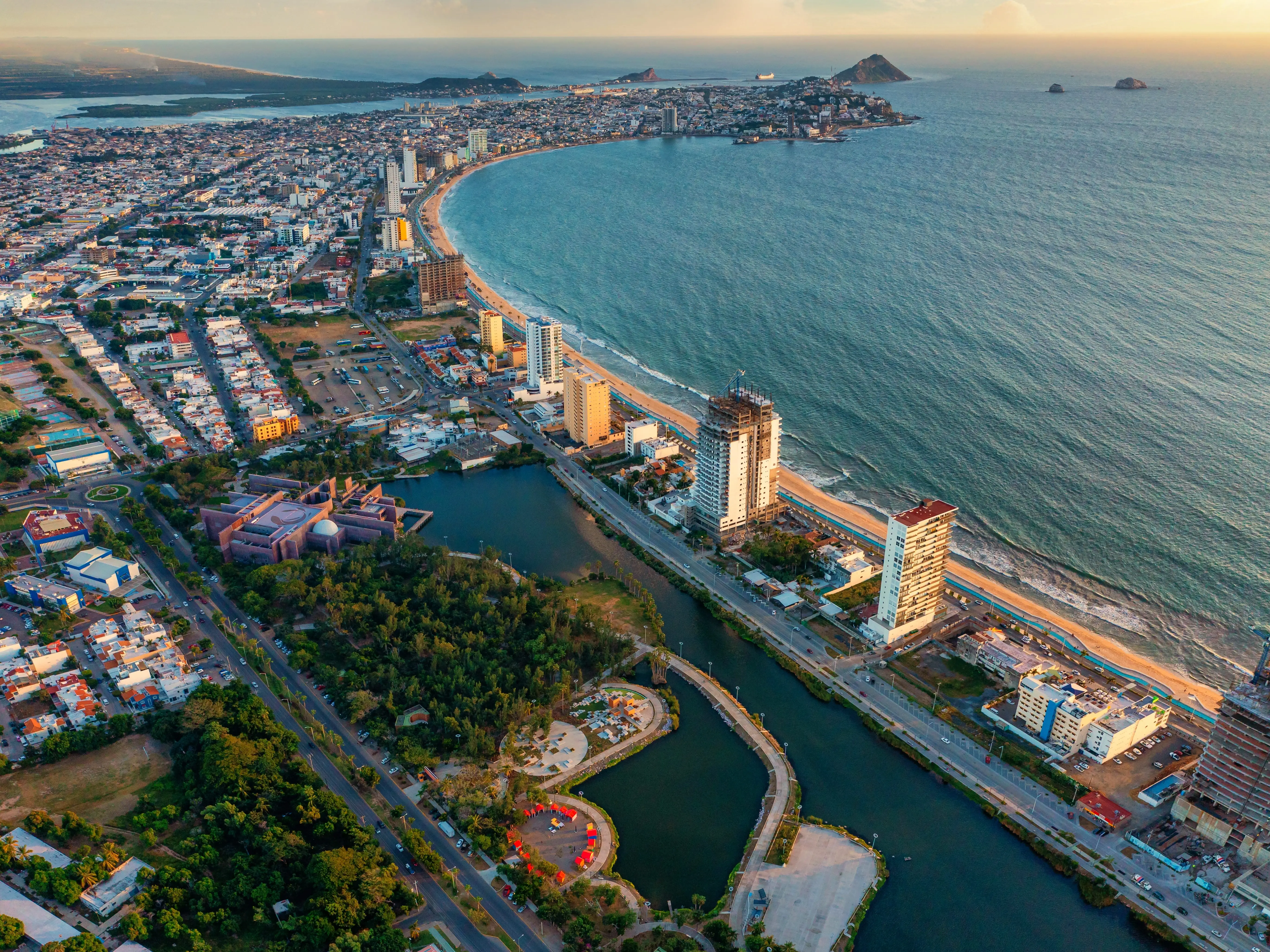 Aerial view of the Bay of Mazatlan in Mexico.