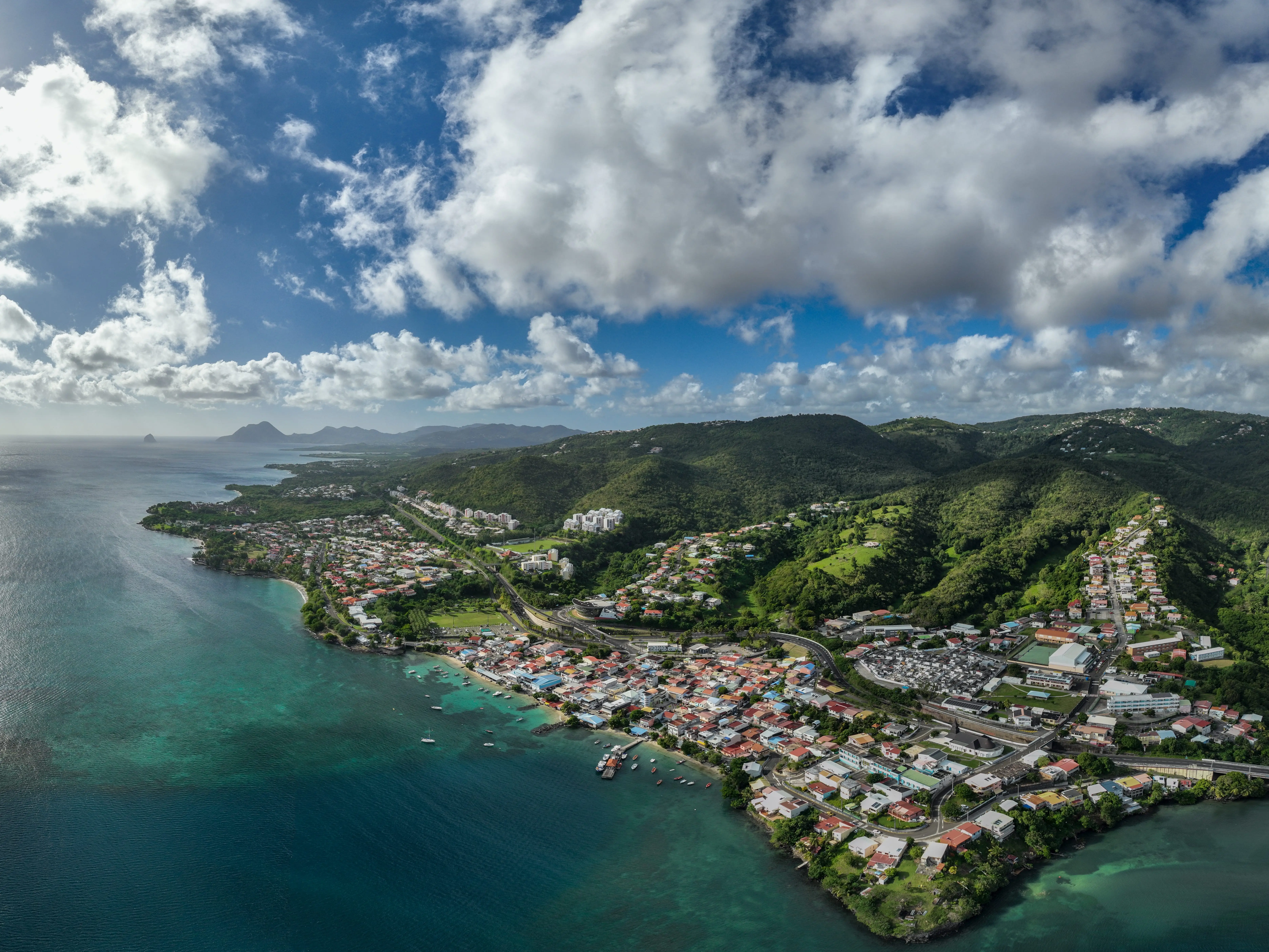Drone picture of Sainte luce city in Martinique, French West Indies, Caribbean.