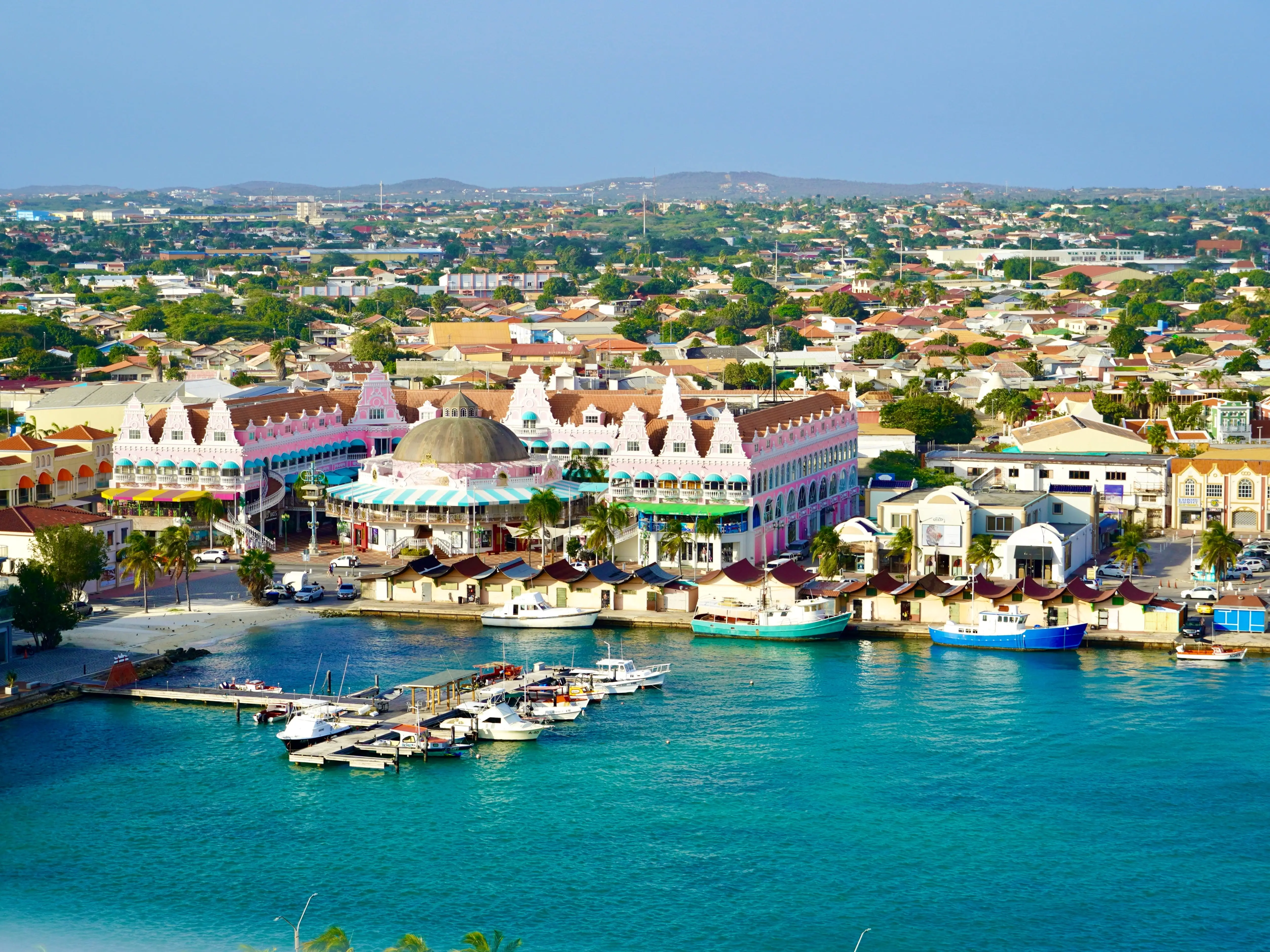 Waterfront harbour of Oranjestad Aruba