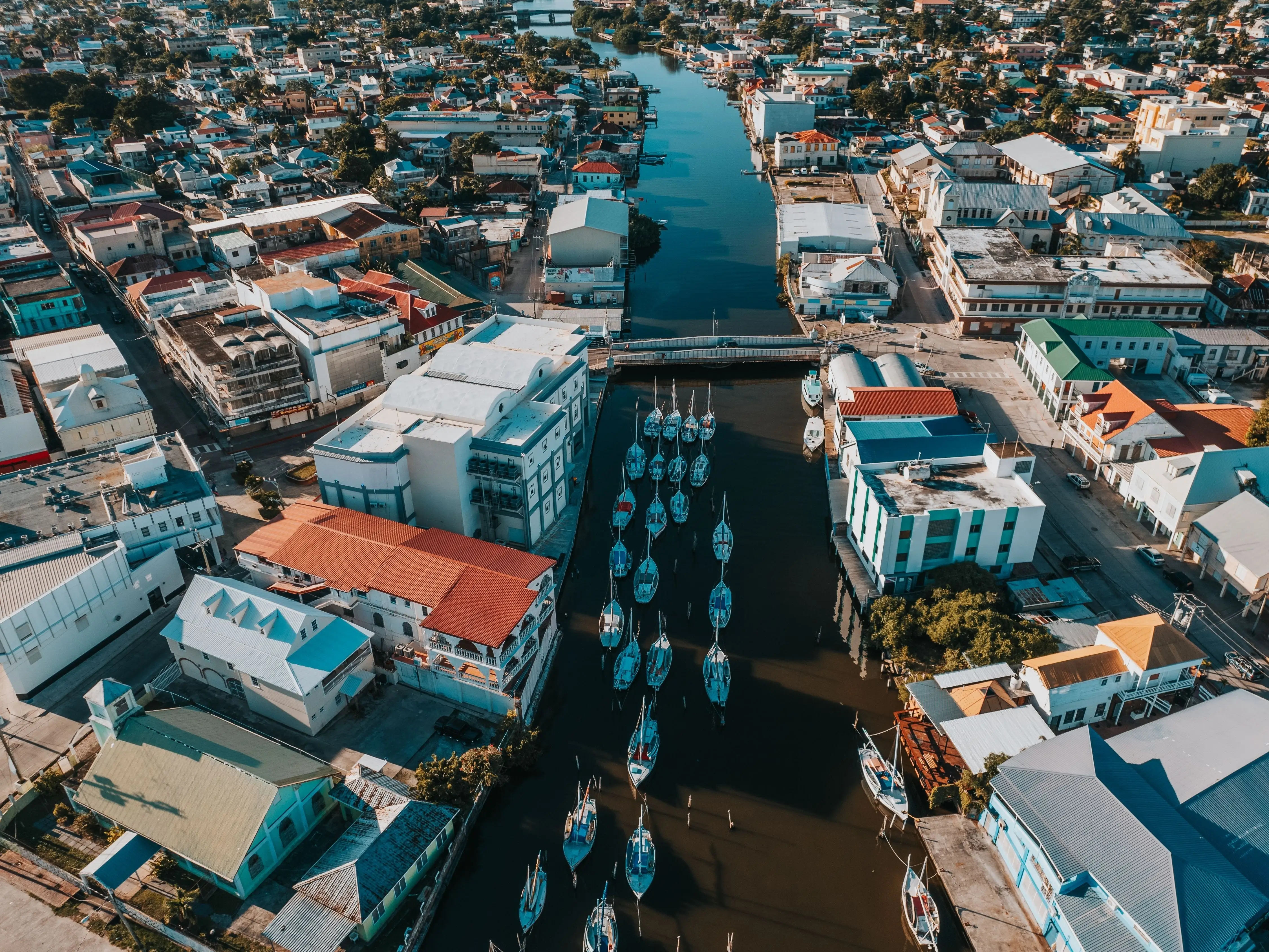 An aerial view of Belize cityscape
