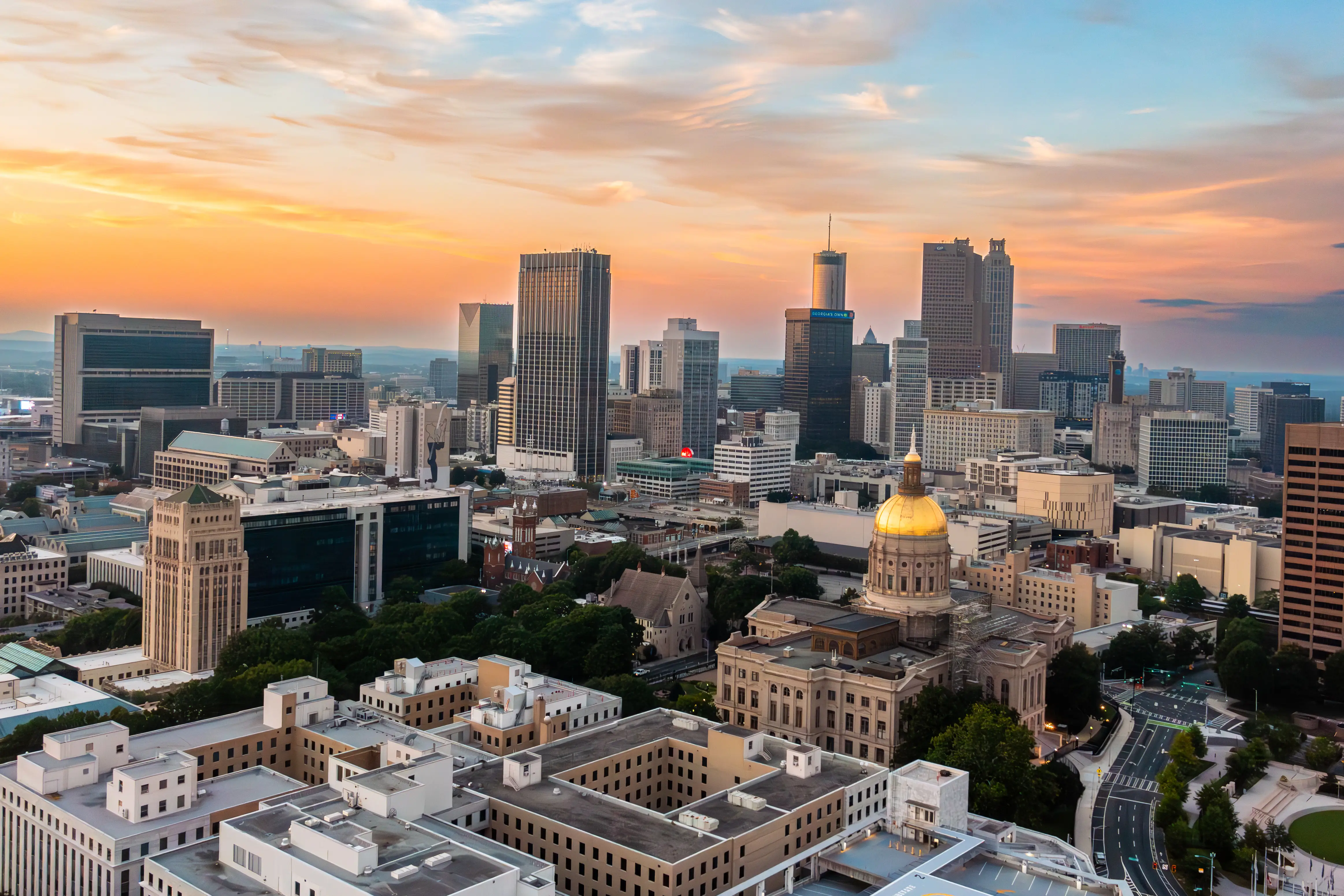 Atlanta state capitol with the skyline.