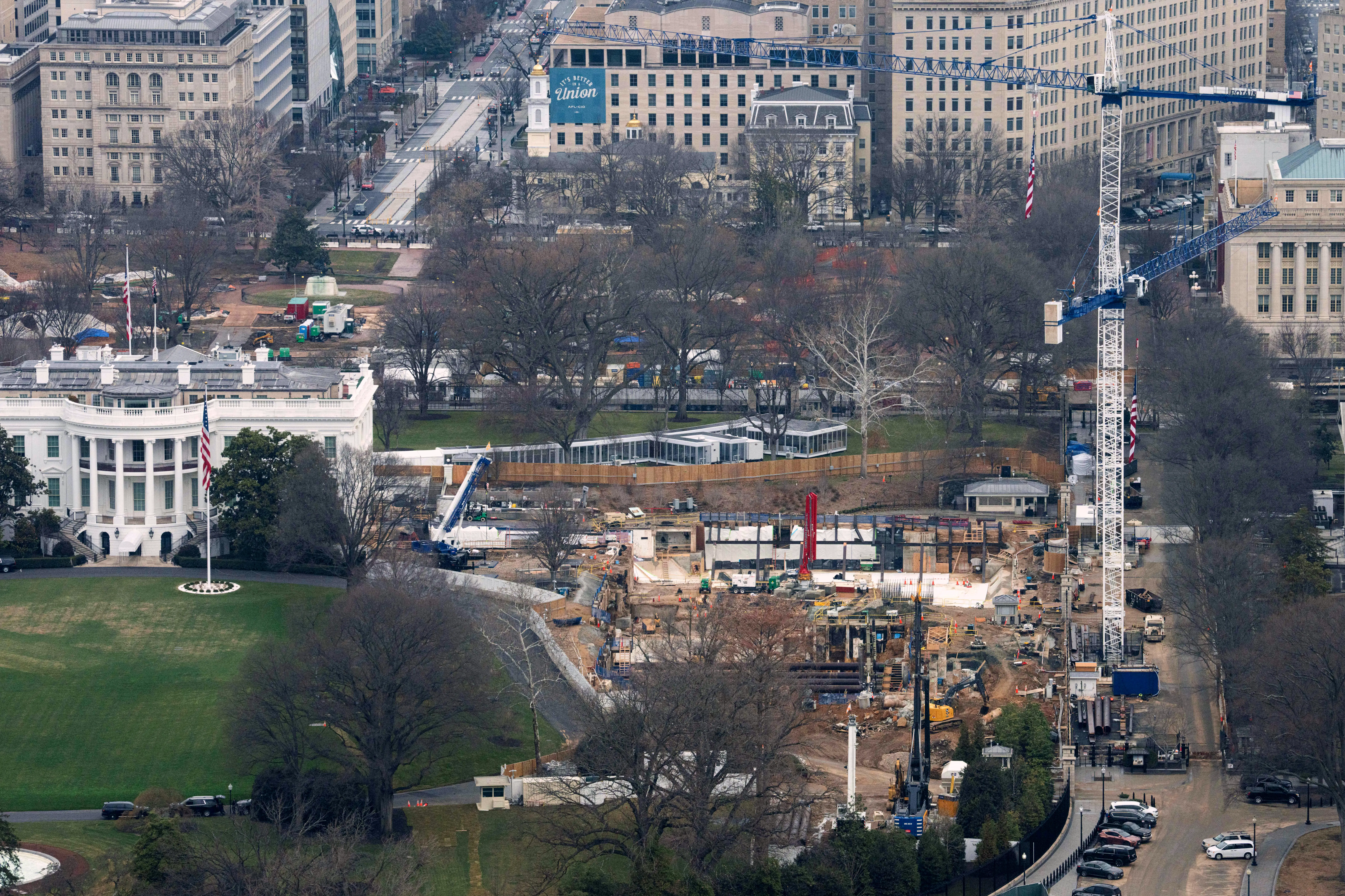 Construction on the White House ballroom in March 2026.