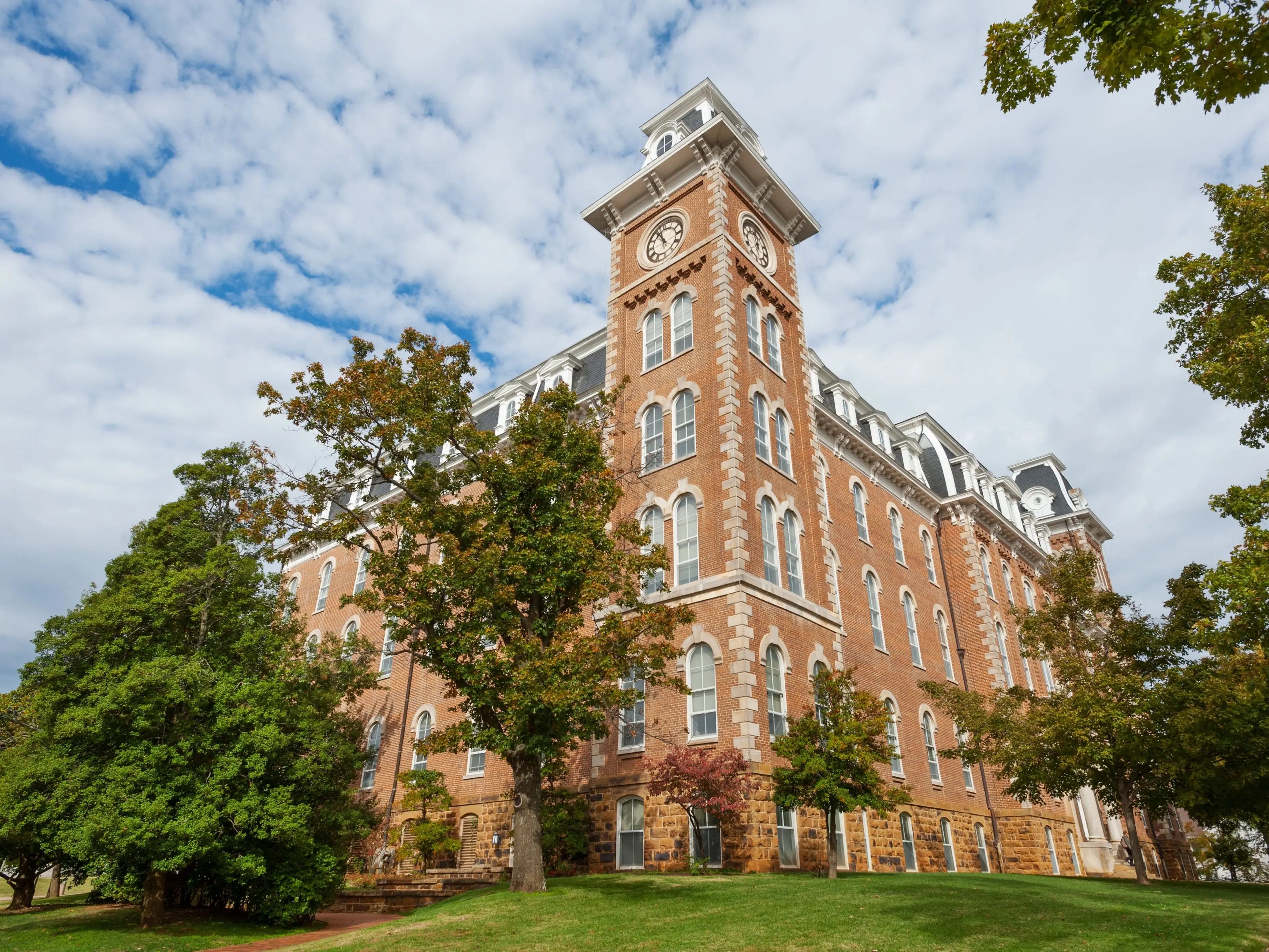 The Old Main clock tower, the oldest building on the University of Arkansas campus, USA